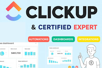 clickup workflow, dashboard, automations and clickup consultation expert