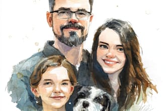 your watercolor family portrait painting