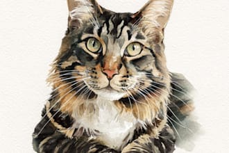 make pet portraits from your photo, pet gift, pet painting