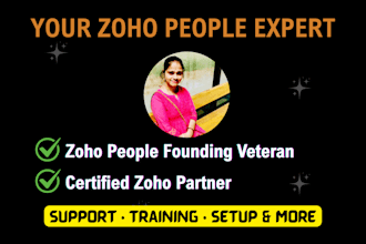 provide zoho people support, 1 hour setup and training