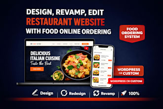 design,redesign,revamp,edit restaurant website with food online ordering system