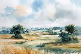 hand paint a watercolor or acrylic landscape