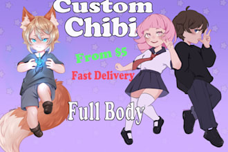 draw cute custom chibi character or couple