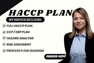 prepare haccp plans, monitoring forms and  allergen control for food