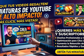 te diseño miniatura atractivas para tu canal de youtube