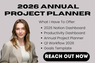do 2026 notion dashboard, annual project planner, goals template, q1 workflow