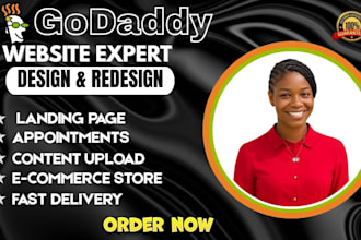 design or redesign a professional godaddy website with godaddy builder