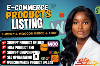 do product upload to shopify, woo commerce, ebay and etsy