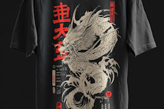 make a japanese t shirt illustration
