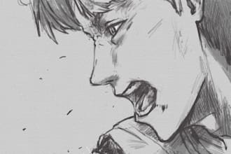 draw a manga style drawing with or without color