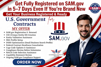 setup government contract website for sam gov, llc, uei, cage code, rfp, bids