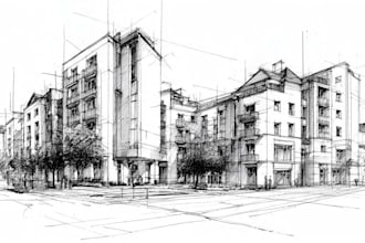 hand draw architecture and urban design sketches
