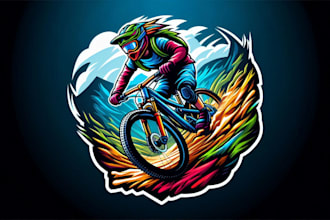design bike mountain mascot logo just in 12 hours with satisfaction guarantee