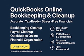 clean up your bookkeeping, payroll, and quickbooks online, and reconciliation
