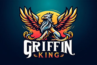 create grifin king mascot logo with text with any file