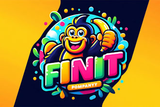 create gorilla and yellow banana mascot logo for you with my on creativity