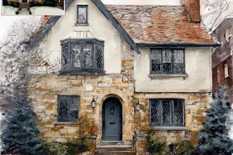 watercolor paint a house portrait