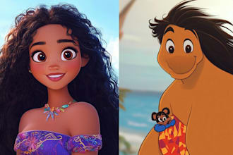 create a disney cartoon portrait