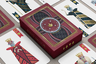 design custom tarot cards, playing cards, poker cards, card game design, 52 dec