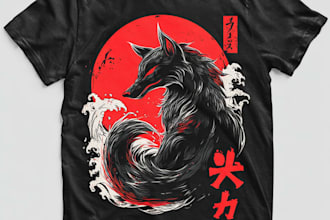 draw japanese art illustration for tshirt clothing design
