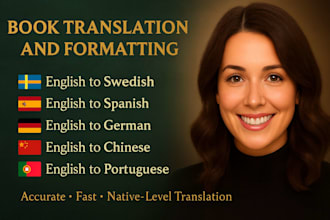 translate, edit, format your book novel fiction from english to swedish for kdp