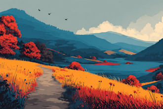 draw a flat vector landscape illustration