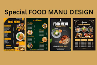 create food menu design, restaurant menu design, food flyer or digital menu edit