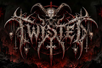 design a twisted horror themed metal logo
