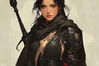 draw character art and dnd character art illustration