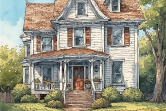 a watercolor house illustration for you
