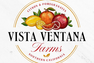 design a vintage premium custom agriculture fruit farm logo
