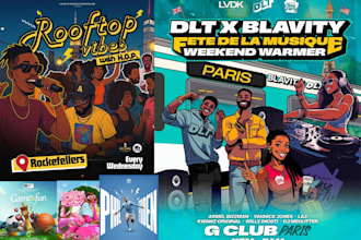 make cartoon event party flyers illustrative animated posters