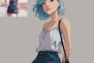 draw anime headshot portrait profile picture, icon, avatar