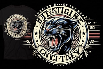 do premium vintage panther logo with t shirt design