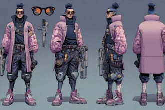anime, cyberpunk or streetwear character illustrations
