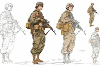draw military themed illustrations