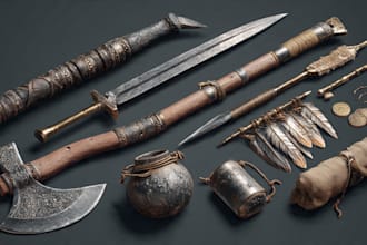 design creative concept art of weapons and items