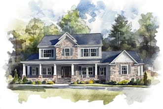 watercolor paint a house portrait