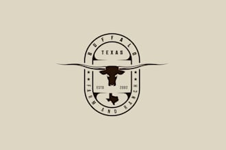 make ranch cattle horn farm western style logo