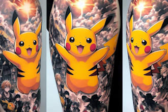 make comic cartoon anime tattoo design