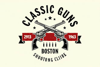 design an awesome crossed revolver guns logo