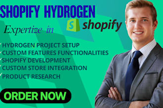 build shopify hydrogen headless storefront, custom react pages and head features