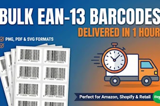 generate bulk ean13 barcodes with images and PDF labels for amazon or retail