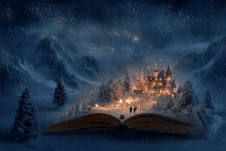 create illustrated fairytale book cover