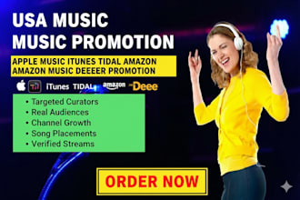 promote your music on 10k apple music, itunes, tidal, amazon deezer USA