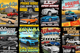 create car and truck show with custom illustration