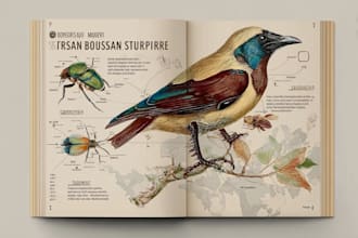 draw scientific animals, plants or encyclopedia book illustrations