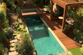do landscape backyard garden design pool, deck, outdoor