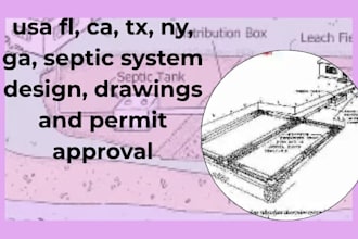 usa fl, ca, tx, ny, ga, septic system design, drawings and permit approval