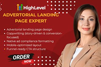 create advertorial landing pages,  native ads on outbrain, taboola